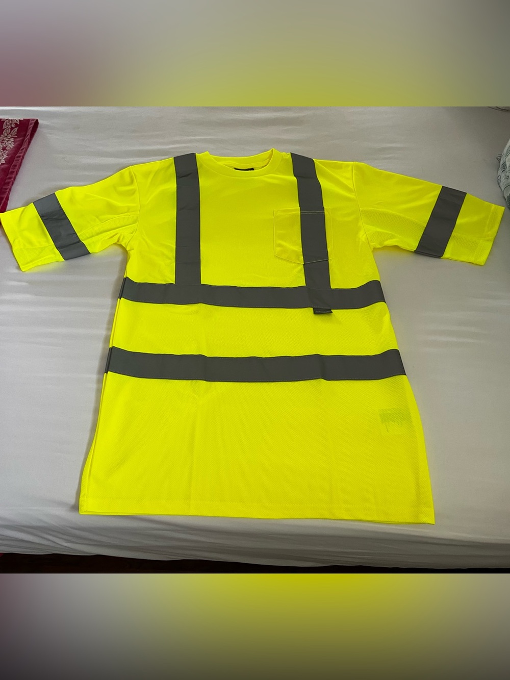 High-Visibility Short Sleeve Safety Tee in Neon Yellow with Reflective Stripes